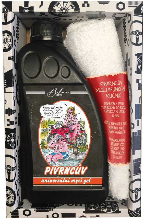 Bohemia Gifts Pivrnec univerzální mycí gel XXL 1000 ml + ručník 30 x 50 cm dárková sada