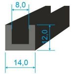 00535018 Pryžový profil tvaru "U", 12x14/8mm, 60°Sh, EPDM, -40°C/+100°C, černý | Zboží Auto
