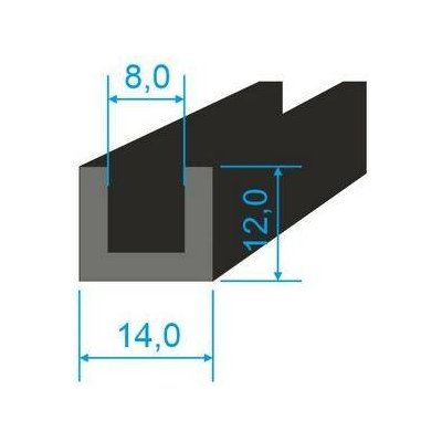 00535018 Pryžový profil tvaru "U", 12x14/8mm, 60°Sh, EPDM, -40°C/+100°C, černý | Zboží Auto