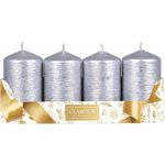 Sada adventních svíček TAURUS metalická stříbrná škrab. efekt 5 x 9 cm, 4 ks – Hledejceny.cz