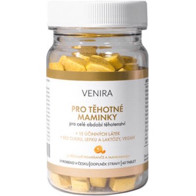Venira vitamíny pro těhotné ženy, 1-3 trimestr, pomeranč a mandarinka 60 ks – Zboží Mobilmania