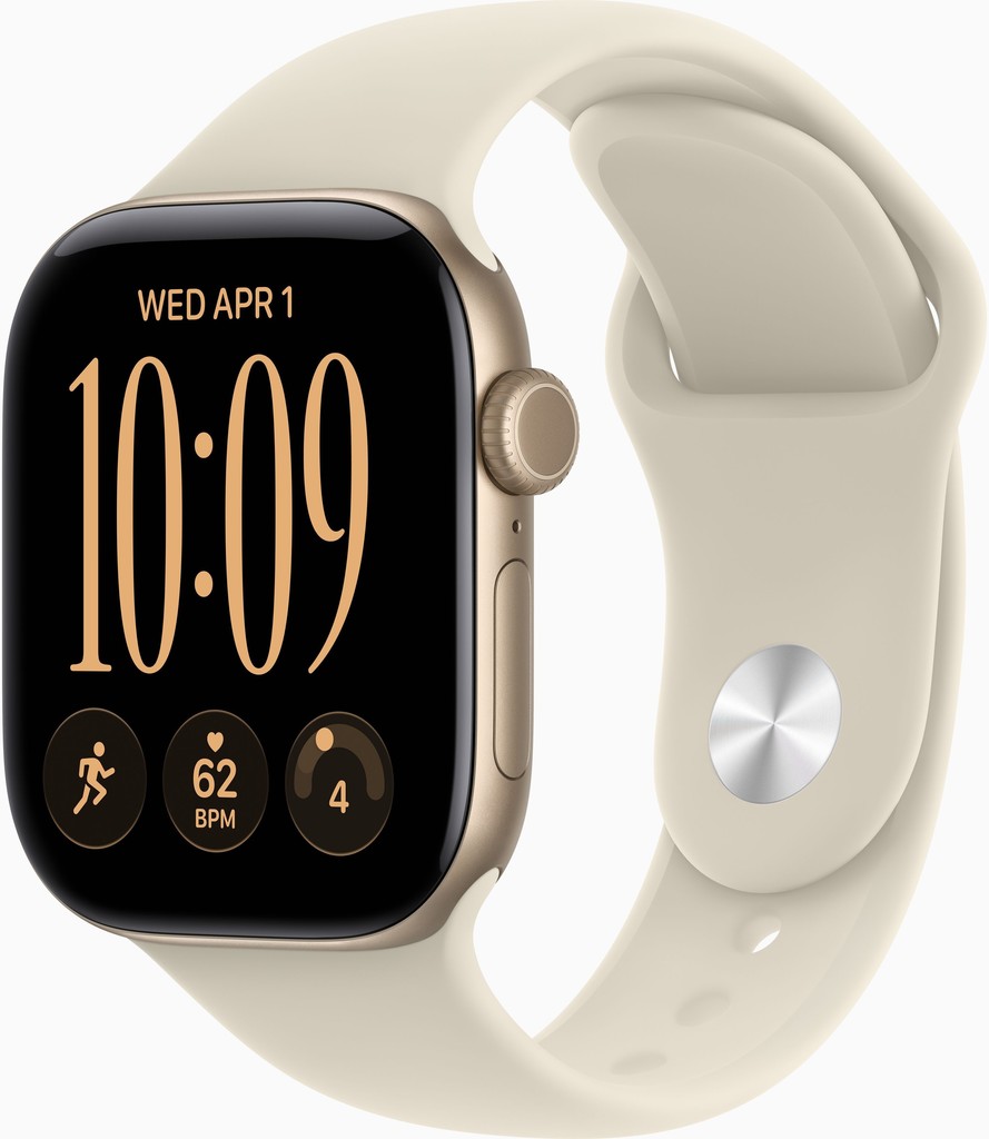Apple Watch Series 12 46mm svÄ›tle zlatÃ½ hlinÃ­k s pÃ­skovÃ½m sportovnÃ­m Å™emÃ­nkem S/M MJEN4RK/A na Heureka.cz