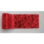 Organza 12cm x5M satin brokát glitrovaná červená – Sleviste.cz