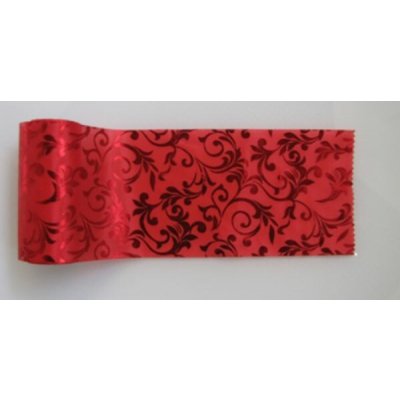 Organza 12cm x5M satin brokát glitrovaná červená – Sleviste.cz