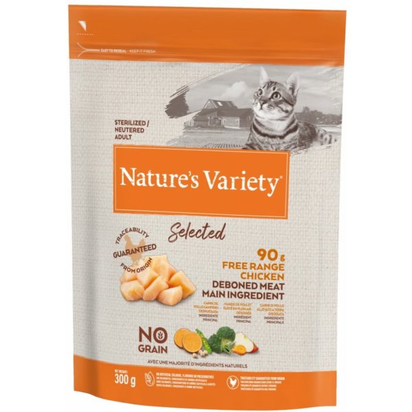 Krmivo pro kočky Nature's Variety Selected cat sterilised s kuřecím bez obilovin 0,3 kg