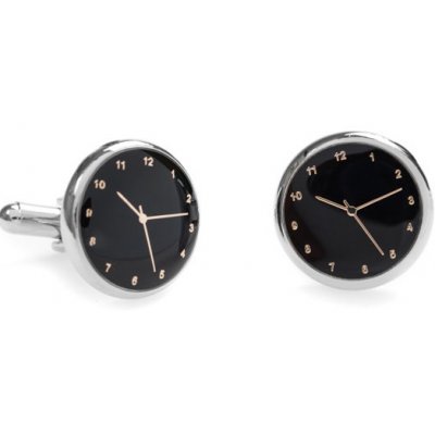 Avantgard manžetové knoflíčky Clock stříbrná lesk/černá 573-20567 – Hledejceny.cz