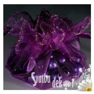 Mošnička fialová organzová se stříbrným lemem - 22 cm - 10 ks – Zboží Dáma