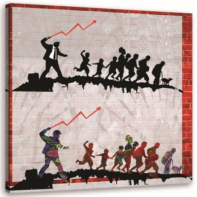 Obraz na plátně Banksy Nástěnné malby Street Art - 30x30 cm – Zboží Mobilmania