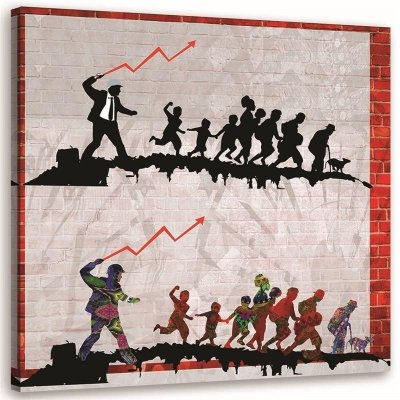 Obraz na plátně Banksy Nástěnné malby Street Art - 40x40 cm – Zboží Mobilmania