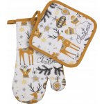 Vánoční kuchyňský set vánoční rukavice/chňapka RENIFER 17x27 cm/17X17 cm 100% bavlna ESSEX – Zboží Dáma