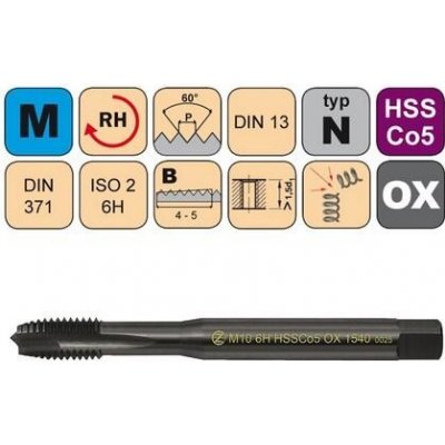 NÁSTROJE CZ Závitník strojní M7x1 ISO2 HSSCo5 OX DIN 371 B - 1540 - CZZ1540-M7-ISO2 – Zboží Mobilmania