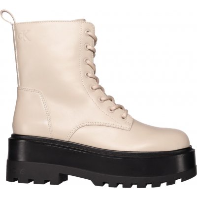 Calvin Klein Flatform High Lace UpnDámská kotníková obuv Béžová – Zboží Dáma