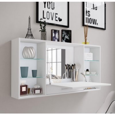 VCM toaletní stolek se zrcadlem Teala bílý – Zboží Dáma