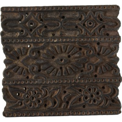 Sanu Babu Antik dřevěná raznice na tisk přehozů s indickým motivem 16 x 8 x 15 cm – Zboží Živě