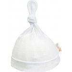 Kojenecká žebrovaná čepička s uzlíkem bílá – Zboží Mobilmania