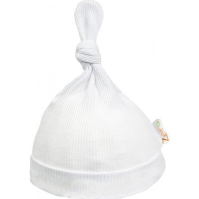 Kojenecká žebrovaná čepička s uzlíkem bílá – Zboží Mobilmania