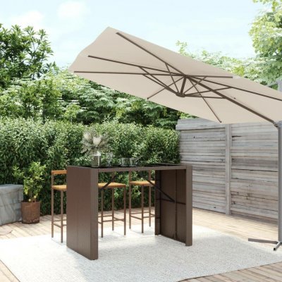 vidaXL 362596 145 x 80 x1 10 cm polyratan hnědy se skleněnou deskou – Sleviste.cz