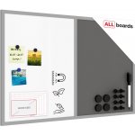 Allboards Tabule COMBI -šedý korek a magnetická bílá 90 x 60 cm s šedým lakovaným dřevěným rámem,TMK96GREY – Zboží Dáma