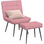 vidaXL 328088 relaxační se stoličkou růžové samet – Zboží Dáma