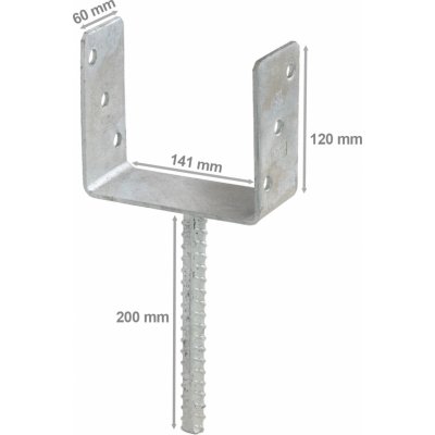 Domax patka sloupku "U" Zn PSU - 140x325x120mm PS140U – Zbozi.Blesk.cz