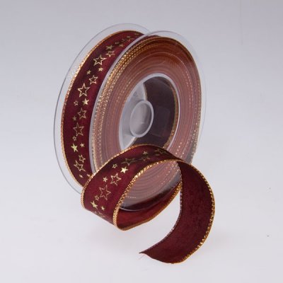 Dekorační stuha s drátkem STARDANCE - bordo + zlatá – Zboží Dáma