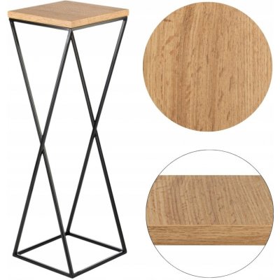 DekorStyle Květinový stojan LOFT 70 cm černý/dub lancelot – Sleviste.cz