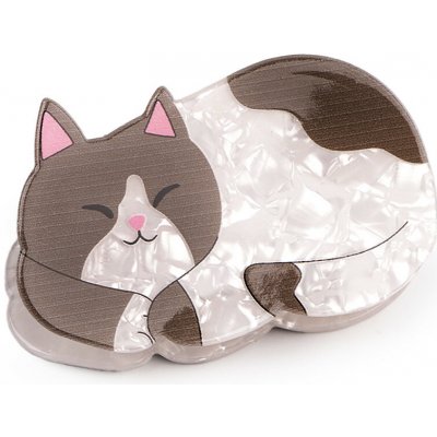 Skřipec do vlasů kočka Varianta: 2 béžová tmavá, Balení: 1 ks – Zboží Dáma