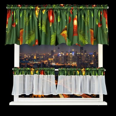 Vánoční dekorační SET - závěs + záclony s řasící páskou VITRA zelená různé rozměry MyBestHome – Zboží Dáma