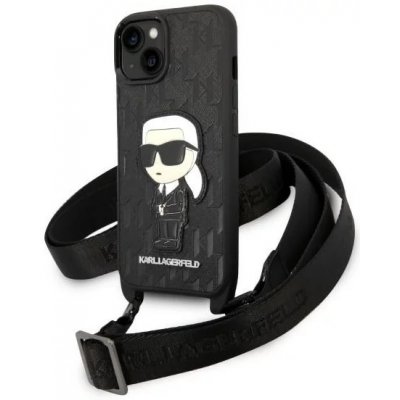 Pouzdro Karl Lagerfeld iPhone 14 Plus Monogram Ikonik Patch černé