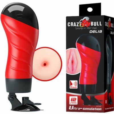 Pretty Love Crazy Bull Delia Vagina 12 / Voice - Vibrační masturbátor s přísavkou a hasovým ovládáním – Zboží Mobilmania