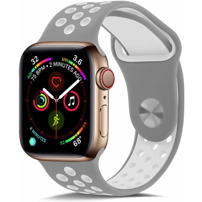 Bomba Sportovní silikonový řemínek pro Apple Watch Velikost ciferníku Apple watch: 42/44/45mm, Barva řemínku: Šedá - bílá SN10-42_45MM-GRAY_WHITE – Zboží Mobilmania