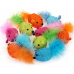 Olala Pets Hračka pro kočky se šantou pletená myška s peřím 6 cm 2 ks – Zboží Mobilmania