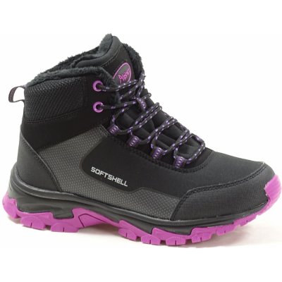 Obutex A323027BW junior/dámská vycházková zimní obuv black/purple – Zboží Mobilmania