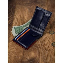 Rovicky Pánská kožená peněženka zabezpečena technologií RFID Veszto červená modrá tmavá