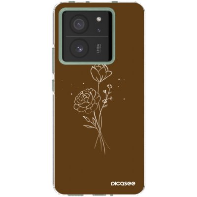 Picasee silikonové Xiaomi 13T Pro - Brown flowers čiré – Zboží Živě