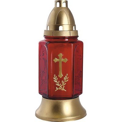 Lampa hřbitovní KŘÍŽ RATOLEST skleněná 200g d11x25cm červená – Hledejceny.cz