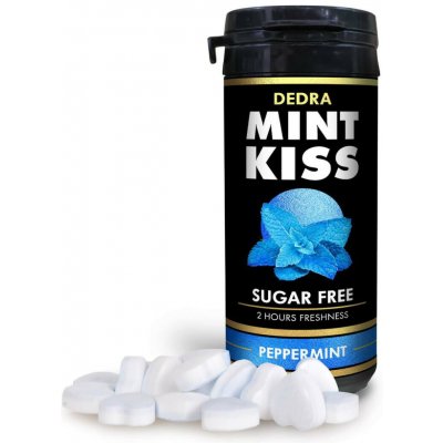 Mint Kiss silně mátové osvěžující pastilky bez cukru, peppermint 28 g – Zboží Dáma