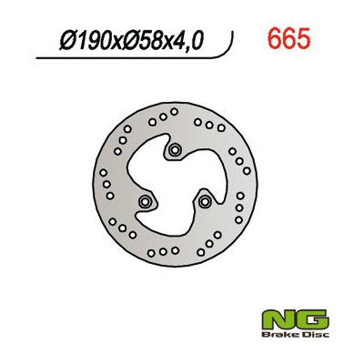 NG brzdový kotouč zadní skútr BENELLI/MALAGUTI/PEUGEOT 50 (190X58X4 / 3,7) – Zboží Mobilmania