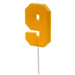 PartyDeco Svíčka dortová číslo 9 žlutá 6 cm – Sleviste.cz