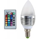 RGB LED žárovka svíčka E14 3W color