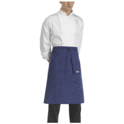 Egochef zástěra nízká s kapsou modré jemné bílé pásy E-6101106C – Hledejceny.cz