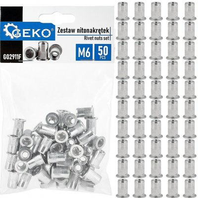 GEKO Nýtovací matice M6 (1,0–3,0) hliníkové, 50 ks - G02911F – Zboží Mobilmania