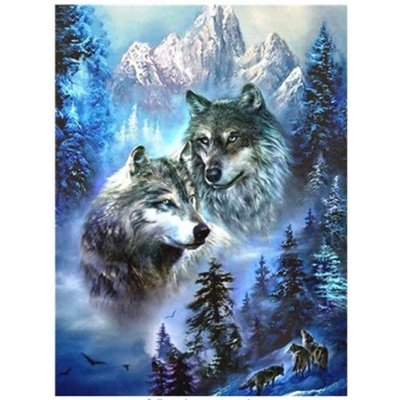 Norimpex Diamantový obrázek malování 30 x 40 cm Vlci v horách – Hledejceny.cz