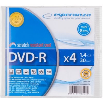 Esperanza DVD-R 1,4GB 4x, slim jewel, 1ks (1044)