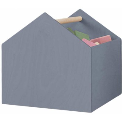 Benlemi Dřevěný box HOUSE ve tvaru domečku 33x33x37 cm Šedý