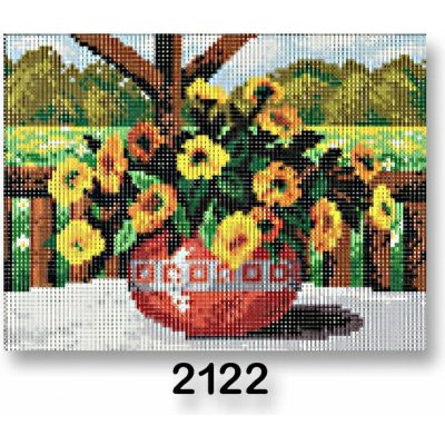 Předloha vyšívací 18 x 24 cm 2122 květiny ve váze – Zboží Dáma