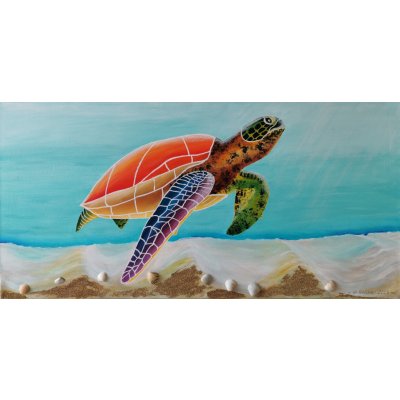 Angela Weidner, Mořská želva, Malba na plátně, akrylové barvy, 100 x 50 cm – Zboží Mobilmania