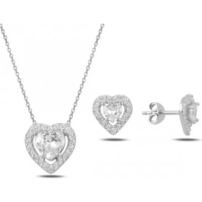 OLIVIE sada stříbrných šperků srdce 3919 – Zboží Dáma