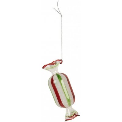 Clayre & Eef Červeno-zelená skleněná vánoční ozdoba bonbón - 5*13 cm - Clayre & Eef – Hledejceny.cz