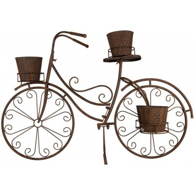 Clayre & Eef antik kovový držák na květiny kolo s květináčky Bicycle 107 x 35 x 70 cm hnědý – Zboží Dáma